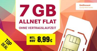 Allnet-Flat 7 GB LTE nur 8,99 € mtl.*